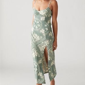 Urban Outfitters Green Floral Midi Dress